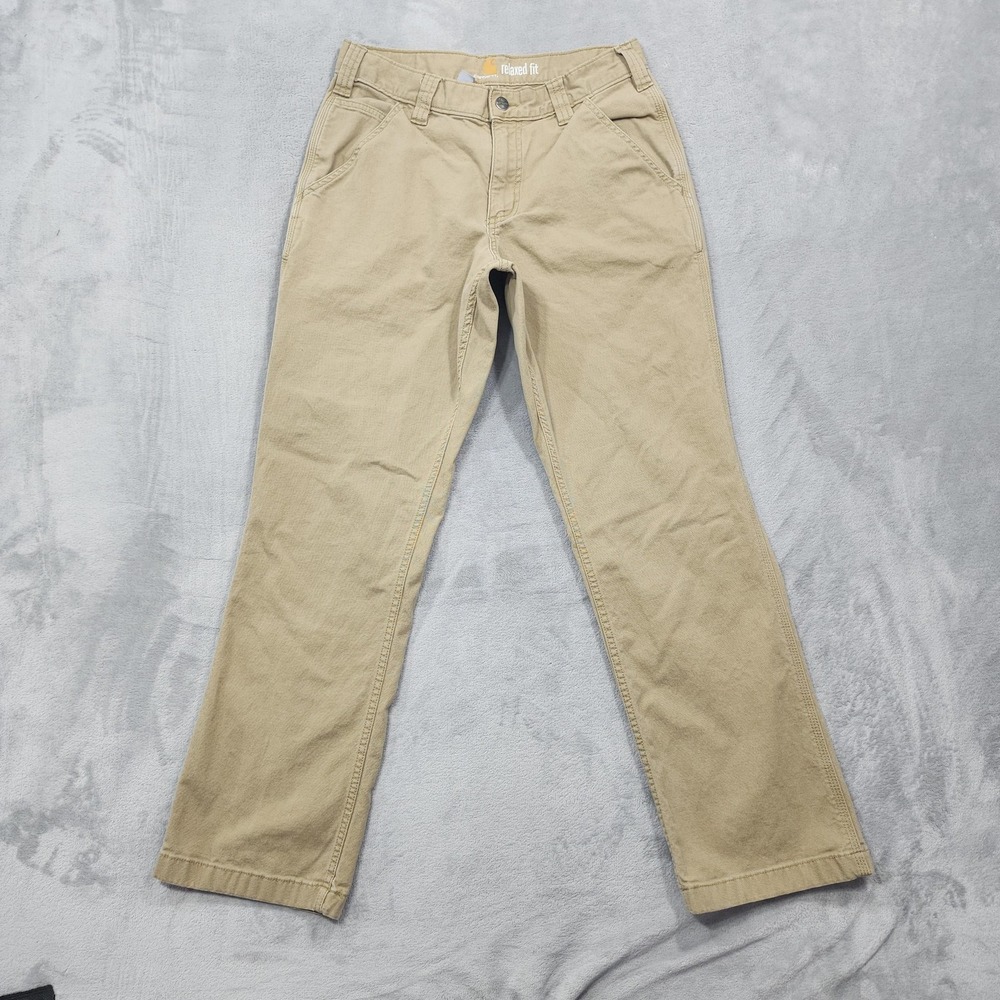 Carhartt Pants Mens 30x30 Beige Relaxed Straight Rigby Dungaree Canvas Utility